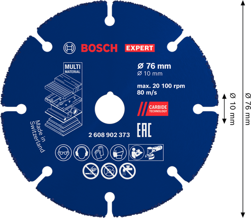 Disco de corte de carburo multimaterial Bosch EXPERT 76x10 mm.