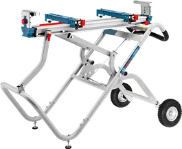 Soporte de sierra Bosch GTA 2500 W con banco de trabajo extensible.