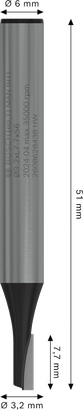 Broca recta para fresadora Bosch PRO de una flauta de 3,2 mm de diámetro.