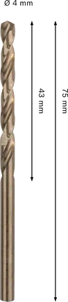 Broca helicoidal Bosch PRO HSS-Co de acero inoxidable de 4 mm.
