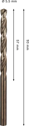 Broca helicoidal Bosch PRO HSS-Co de 5,5 mm de diámetro.