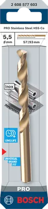 Broca helicoidal Bosch HSS-Co de 5,5 mm.