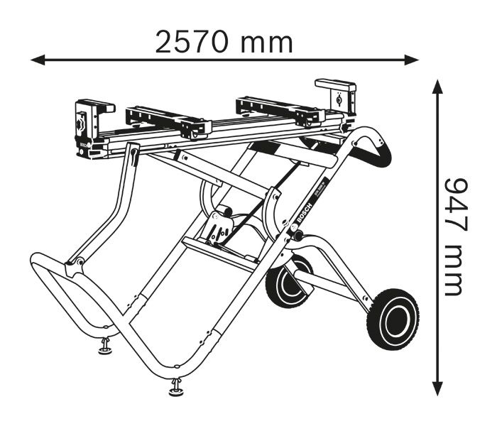 Dimensiones del soporte de sierra.