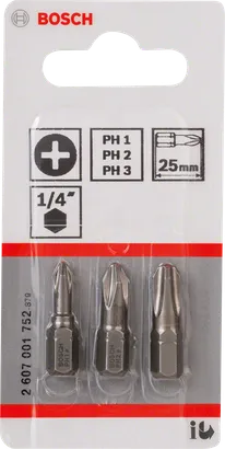 Bosch 3-teiliges extrahartes 1/4″ Schraubendreherbit-Set.