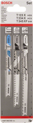 Bosch 3-teiliges Stichsägeblatt-Set für Holz und Metall.