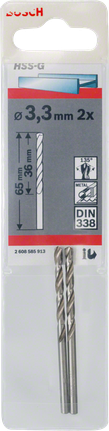 Bosch 3,3 mm HSS-G Metallbohrer, 2er-Pack.