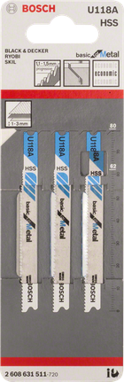 Bosch U 118 A Stichsägeblätter 3er-Pack.