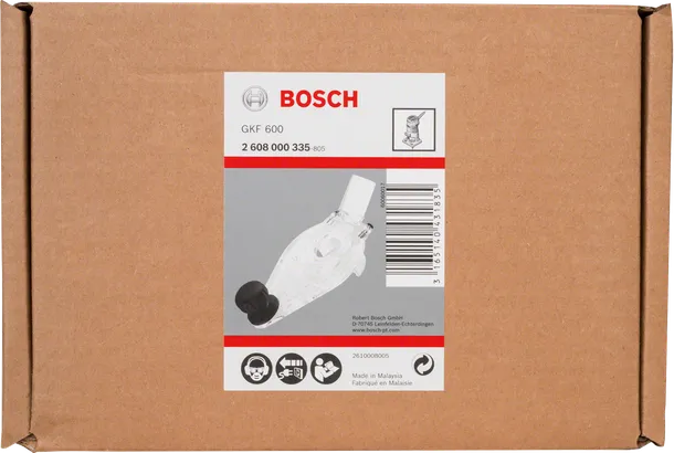 Bosch Grundplatte mit Handgriff und Staubauslass.