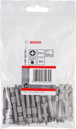 Bosch PZ1 Schraubendreherbits, 25er-Packung für 1/4-Zoll-Antriebe.