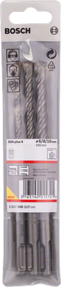 Bosch 3-teiliges SDS plus-5 Hammerbohrer-Set 6/8/10 mm.