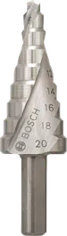 Bosch HSS-Stufenbohrer, Durchmesserbereich 4–20 mm.