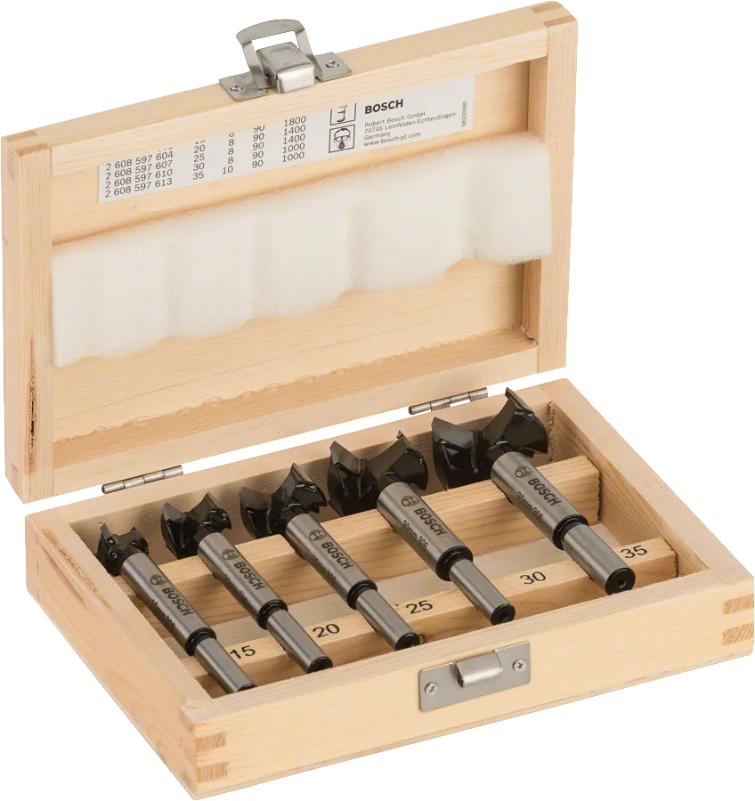 Bosch 5-teiliges Scharnierschneidbit-Set aus Wolframkarbid.