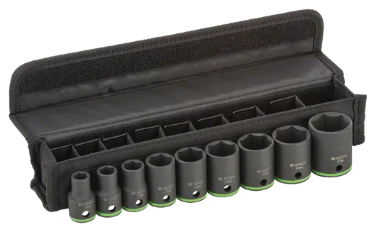 Bosch 9-teiliger Steckschlüsselsatz 10-27 mm im Koffer.