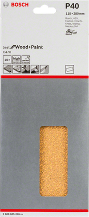 Bosch C470 Schleifblätter 115×280mm Packung mit 10.