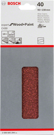 Bosch C430 Schleifblätter 93×230mm 40er Körnung 10er Pack.