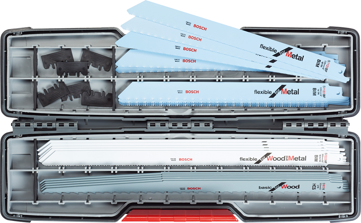 Bosch 20-teiliges Säbelsägeblatt-Set ToughBox für Holz und Metall.