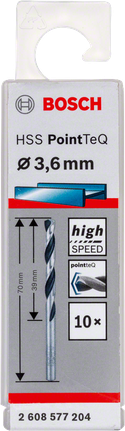 Bosch HSS PointTeQ 3,6 mm Spiralbohrer für Hochgeschwindigkeits-Metallbohren.