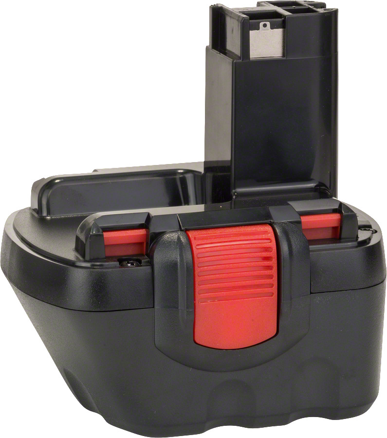 Bosch NiMH-Akkupack mit roter Entriegelung.