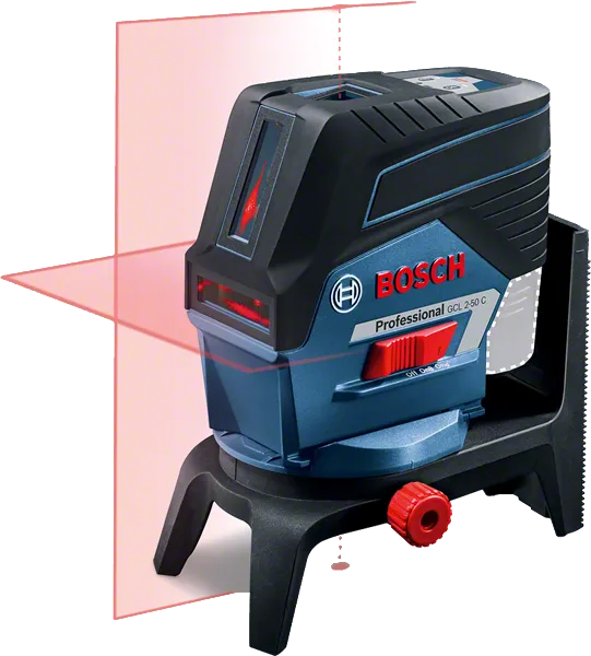 Bosch GCL 2-50 C Laser-Nivelliergerät mit roten Fadenkreuzen.