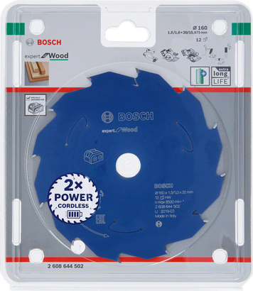 Bosch Expert for Wood 160×1,5/1×20 T12 Sägeblatt.