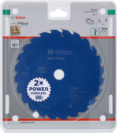 Akku-Sägeblatt Bosch Expert for Wood 184×1,6×20 T24.
