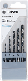 Bosch 5-teiliges HSS PointTeQ Sechskantbohrer-Set 2-6 mm.