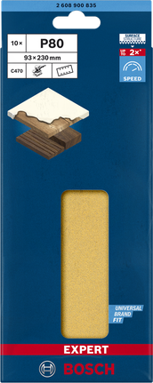 Bosch EXPERT C470 Schleifpapier 93×230mm P80 10er-Pack.