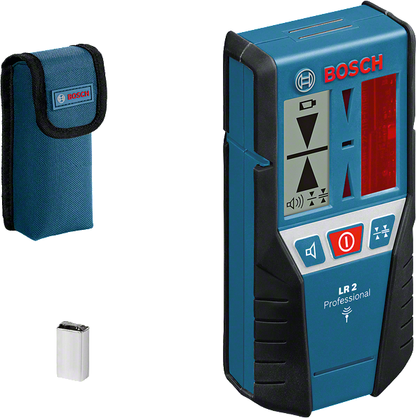 Bosch LR 2 Laserempfänger mit Schutzhülle.