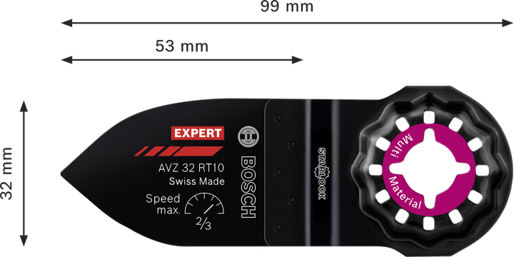 Bosch EXPERT AVZ 32 RT10 Hartmetall-Schleiffingerplatte 32x53mm.