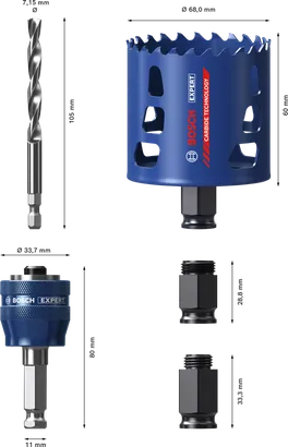 Bosch EXPERT Multimaterial-Lochsäge-Starterkit 68 mm.