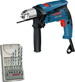 Bosch GSB 13 RE Bohrmaschine mit Seitengriff und Bohrersatz.