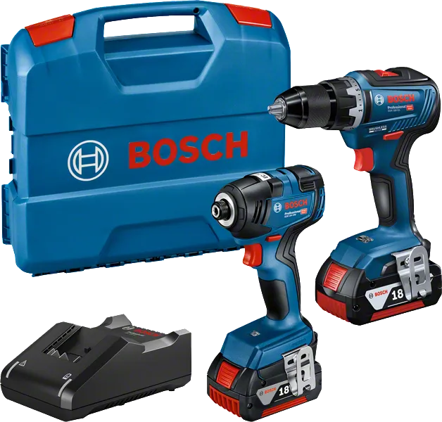 Bosch GSR 18V-55 Bohrer und GDR 18V-200 Schlagschrauber-Set.