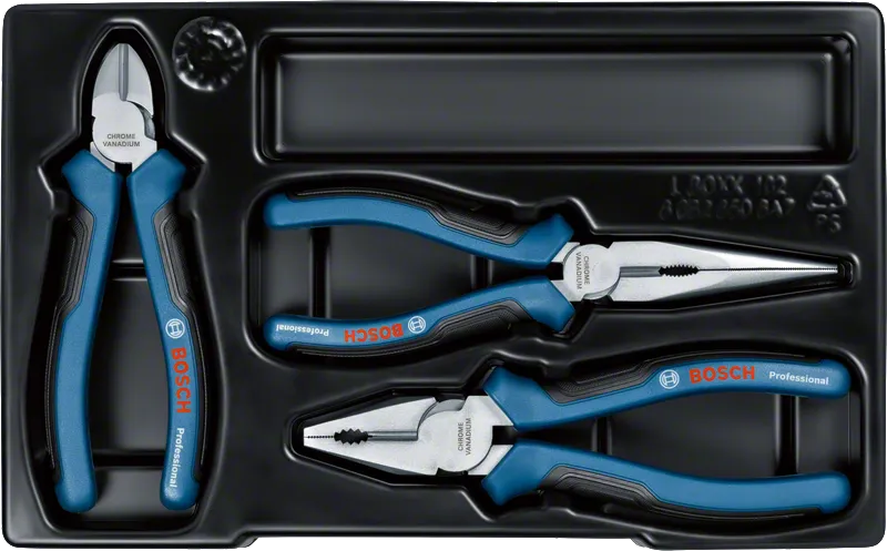 Bosch Zangensatz 3-tlg. mit ergonomischen Griffen.