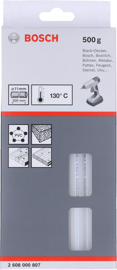 Bosch Niedrigschmelz-Klebestick 11 mm x 200 mm Packung für Heißklebepistolen.