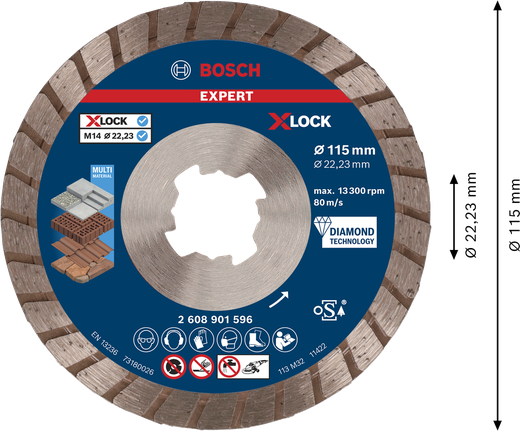 Bosch EXPERT MultiMaterial X-LOCK Diamant-Trennscheibe 115mm.