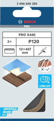 Bosch PRO X440 Schleifband 13×457 mm G120 3-tlg.
