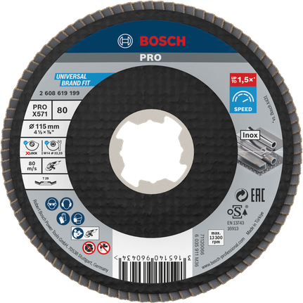 Bosch PRO X571 Fächerscheibe abgewinkelt 115mm G80 X-Lock.