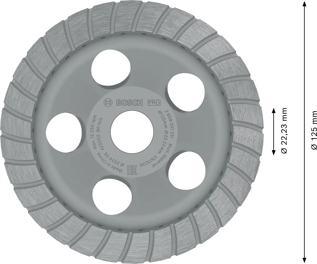 Bosch EXPERT Multi Material Topfscheibe - Perfekte Carbide-Schleifscheibe Für Holz, Beton & Mehr