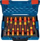 Bosch VDE-Schraubendrehersatz im offenen blauen Etui.