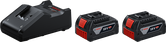 Bosch 18V Akku-Starterset mit Ladegerät und zwei 4Ah Akkus.