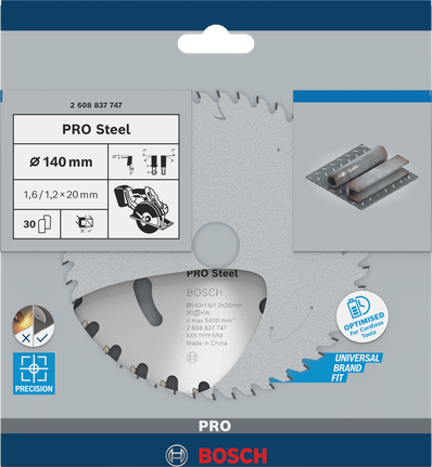 Kreissägeblatt Bosch PRO Steel 140×1,6×20 mm.