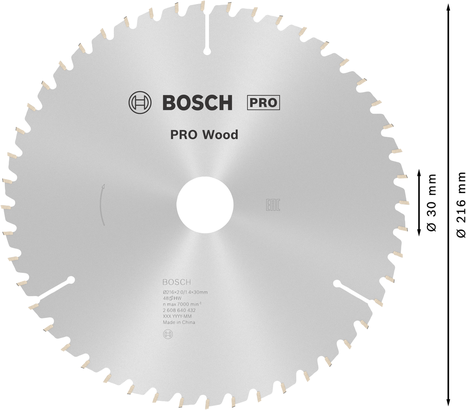 Bosch PRO Holz-Kreissägeblatt 216 mm 48 Zähne.