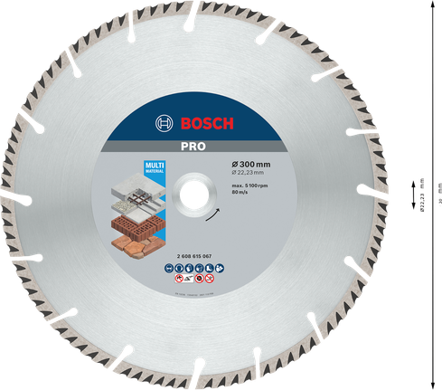 Bosch PRO Multi Material Diamantscheibe, 300 mm Durchmesser.