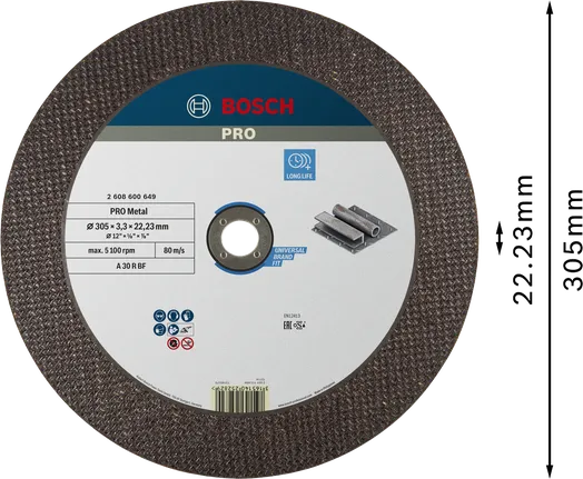 Bosch PRO Metal Bonded Trennscheibe 305 mm für Metall.