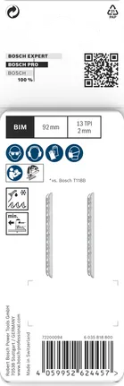 Bosch PRO Metal Thick T121BFC Stichsägeblätter 92 mm 2 Stück.