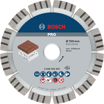 Bosch PRO Abrasive Diamantscheibe 150 mm zum Mauerwerkschneiden.