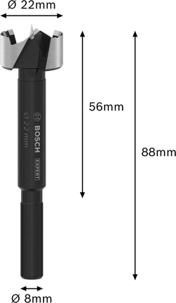 Bosch EXPERT Forstnerbohrer für Holz, 22 mm Durchmesser.