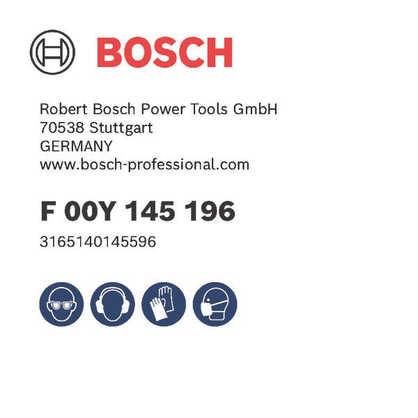 Bosch logo, Postal address, Electronic address, Safety icons