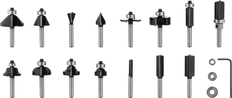 Bosch PRO Fräser-Mix-Set 1/4 Zoll Schaft, 15-teilig.