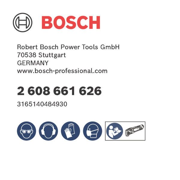 Bosch logo, Postal address, Electronic address, Safety icons